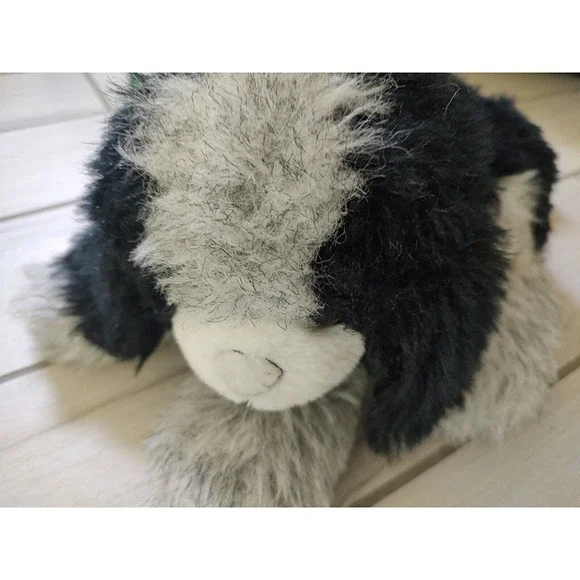 Vintage Gerber Precious Plush Dog Puppy Stuffed Animal Grey Fluffy White Black - Picture 2 of 5